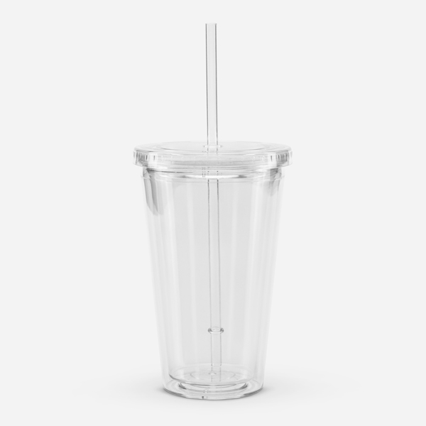 Double Wall Clear Plastic Tumbler (16 oz)